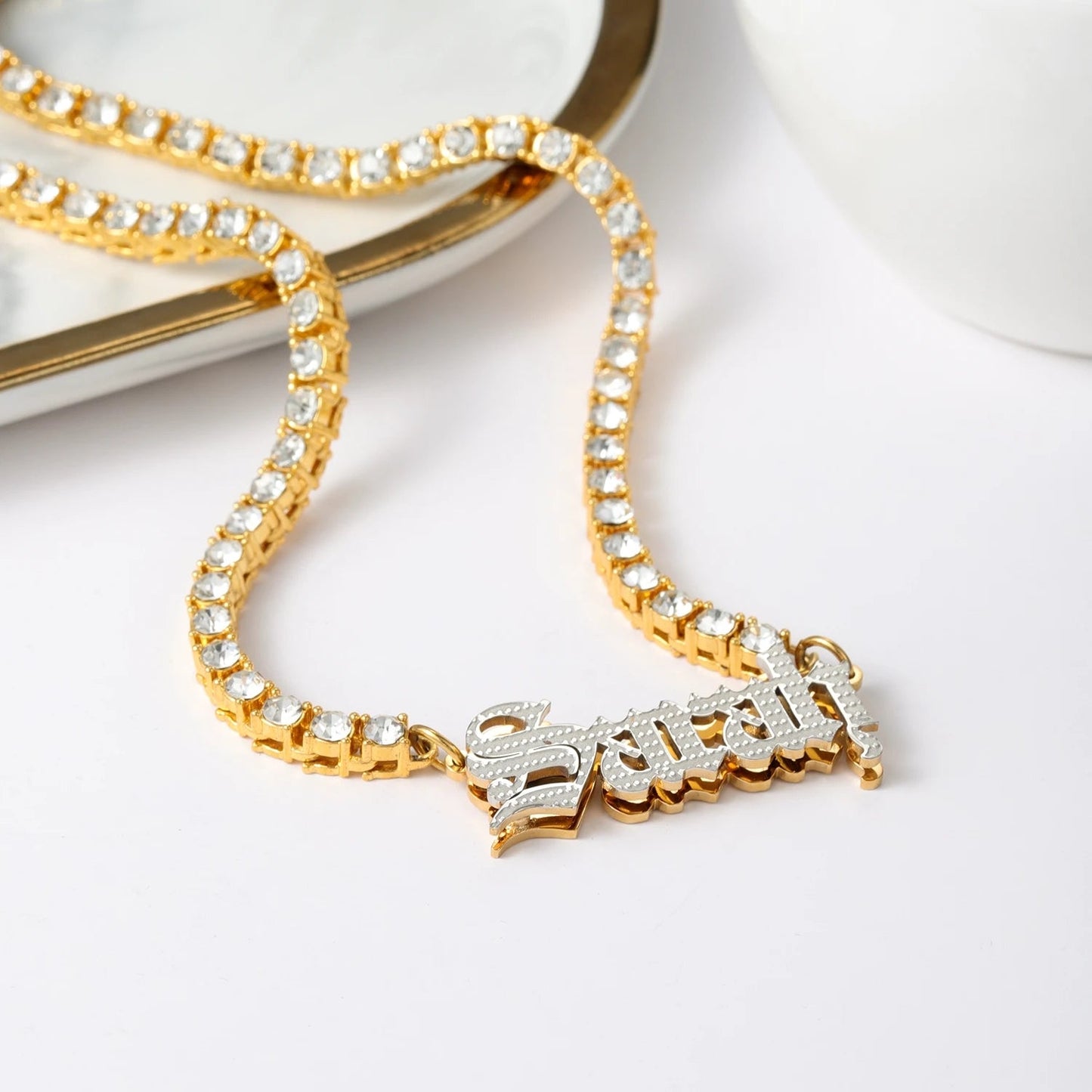 Old English 3D Plated Name Necklace