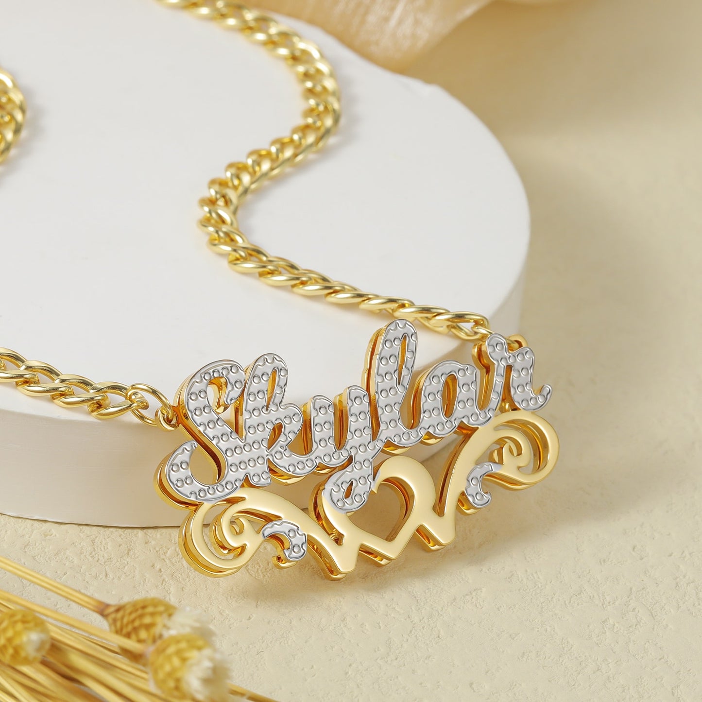 Love Bow 3D Plated Name Necklace