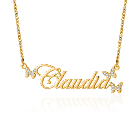 Butterfly Iced Name Necklace