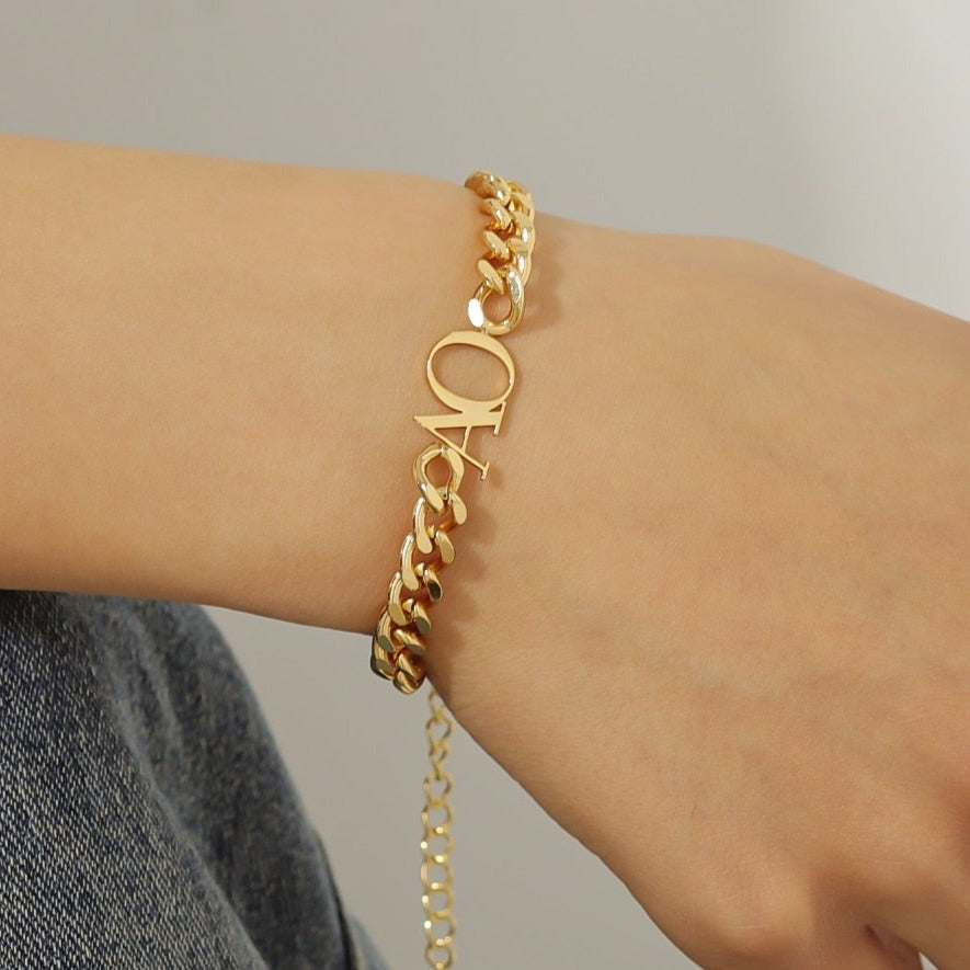 Cuban Initial Bracelet