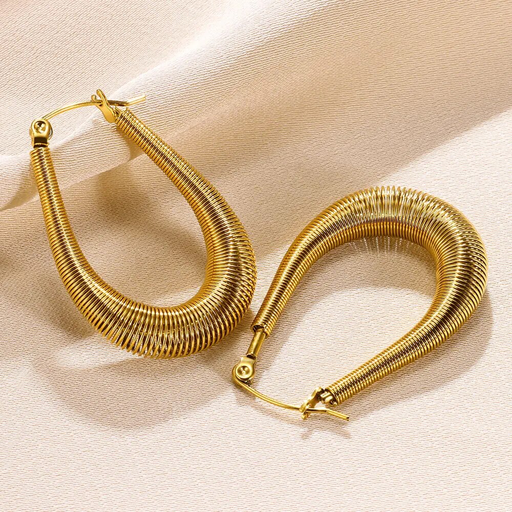 Textured Tear Drop Hoop Earrings