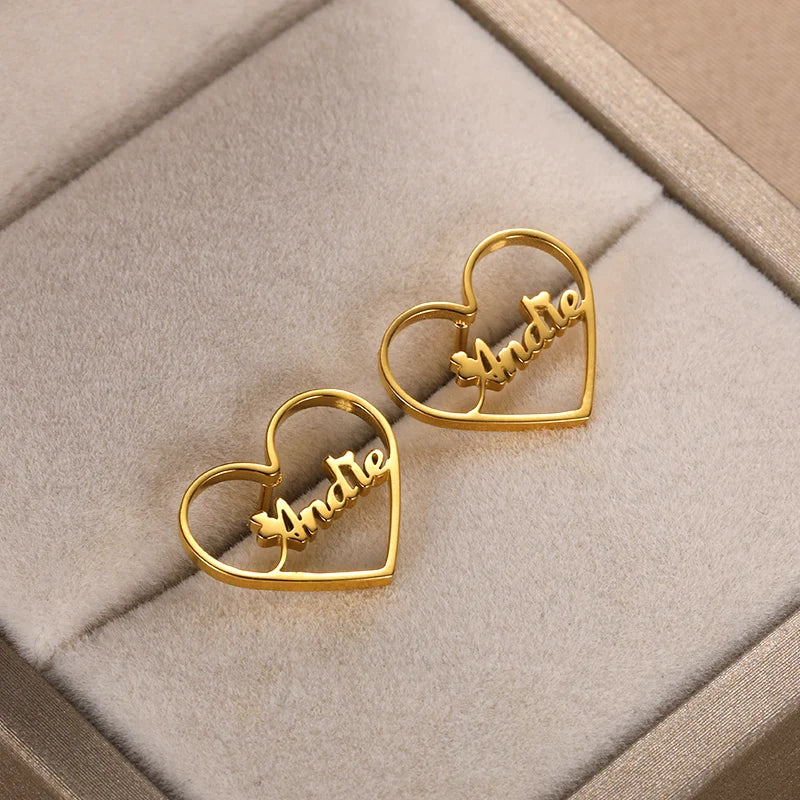 Hearted Blush Name Earrings