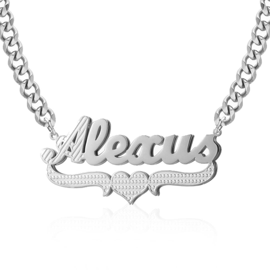 2-Tone Heart Bar 3D Plated Name Necklace