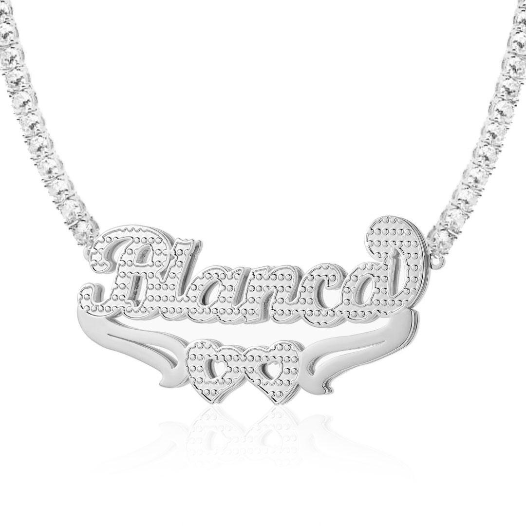 Double Hearted 3D Plated Name Necklace