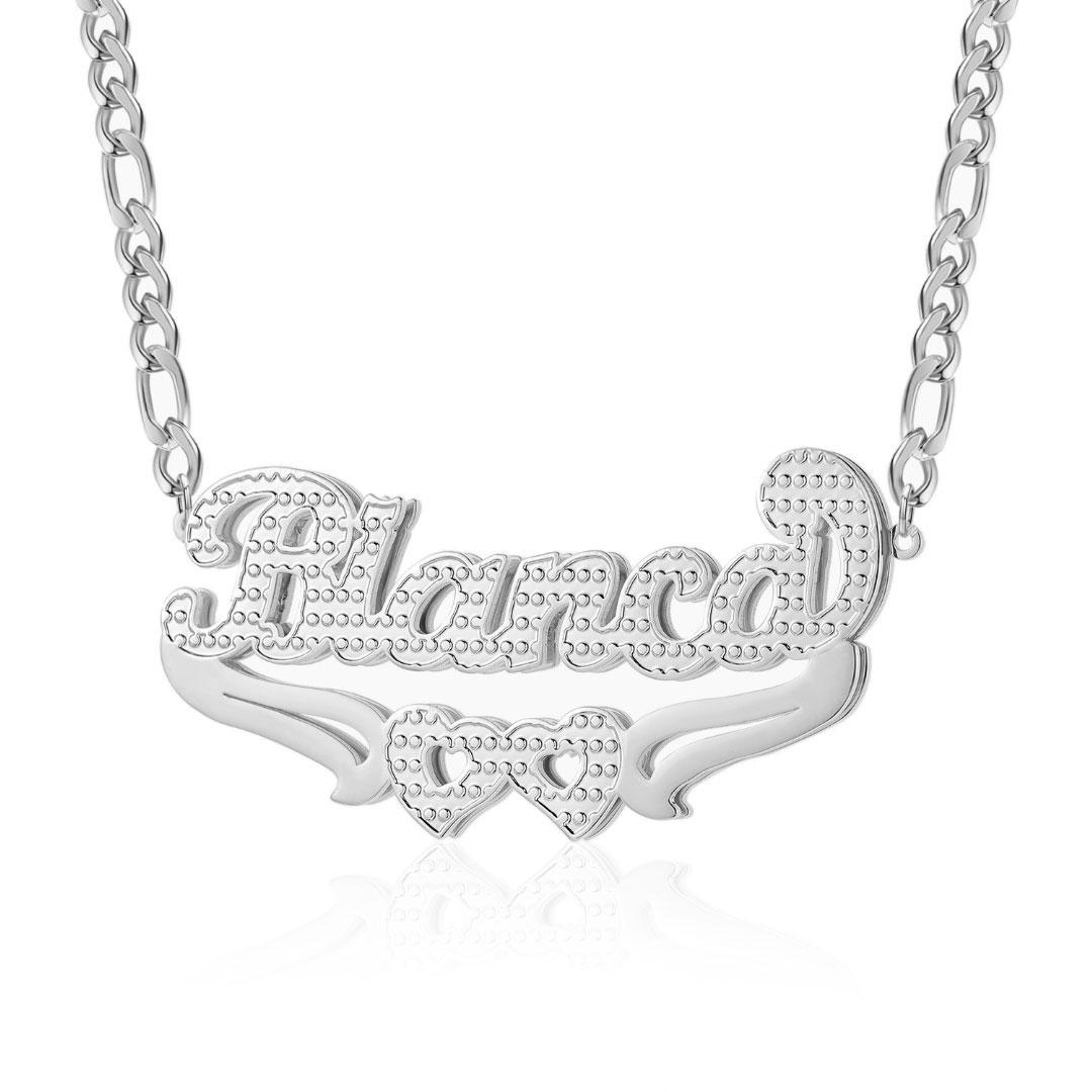 Double Hearted 3D Plated Name Necklace