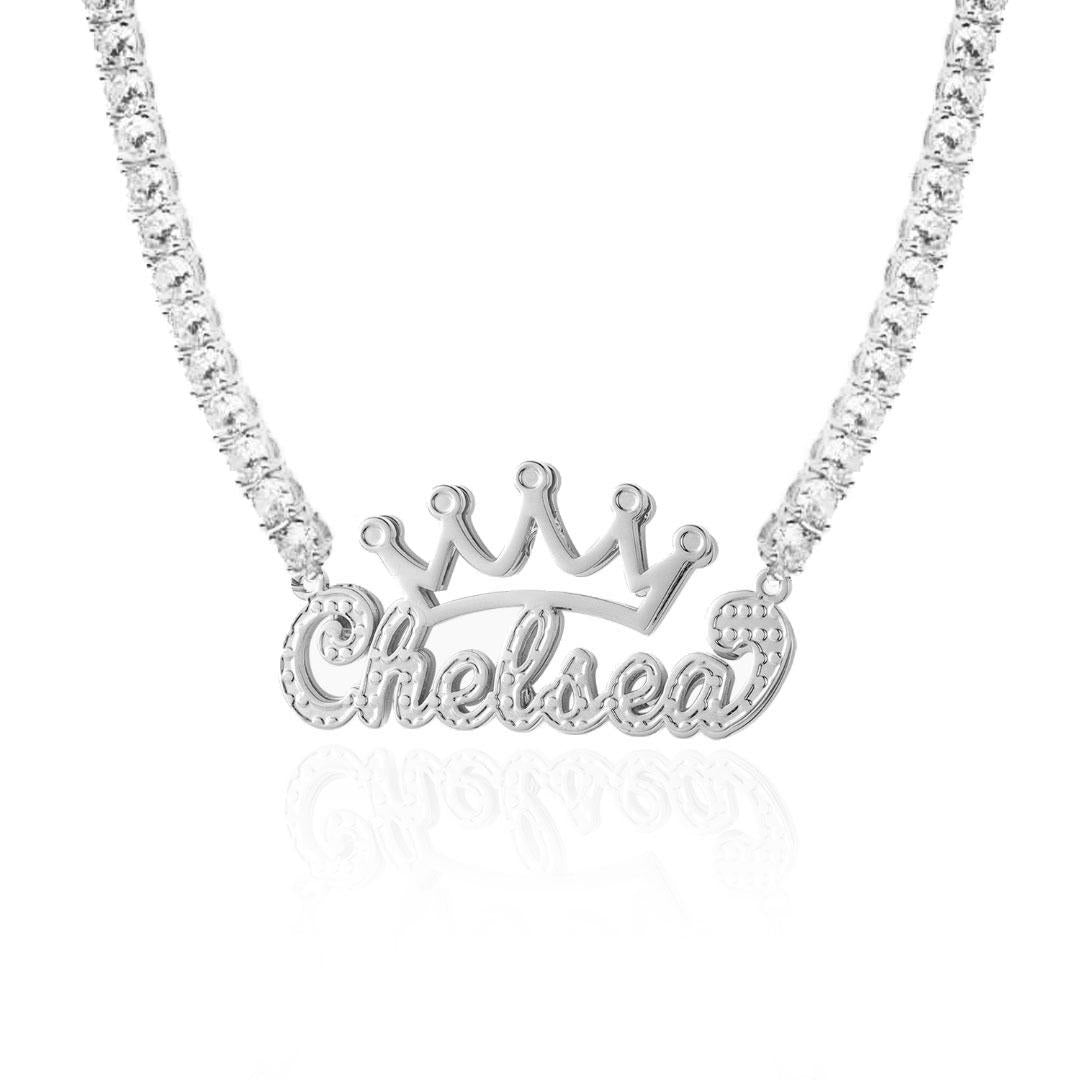 Crown 3D Plated Name Necklace