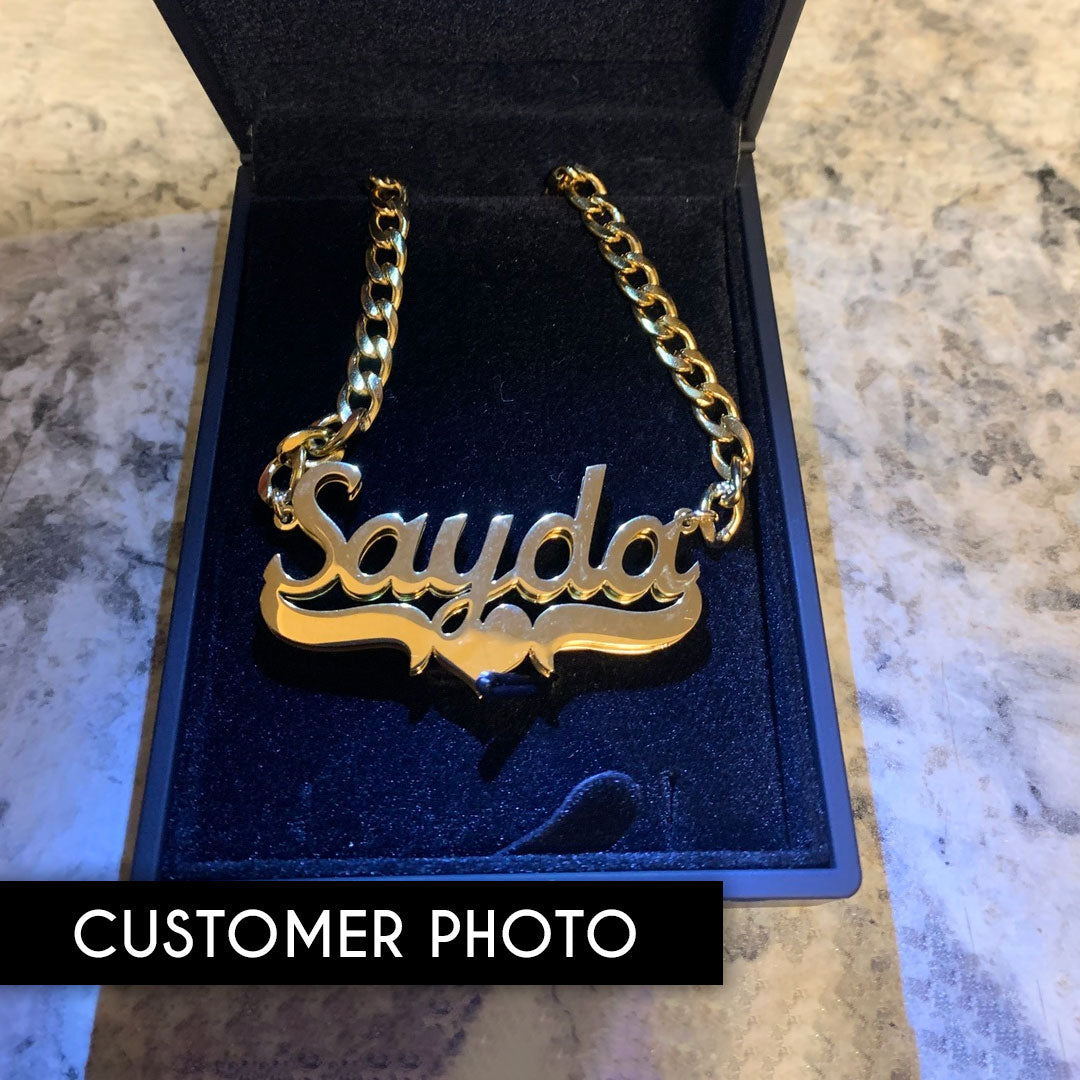 Classic Heart Bar 3D Plated Name Necklace