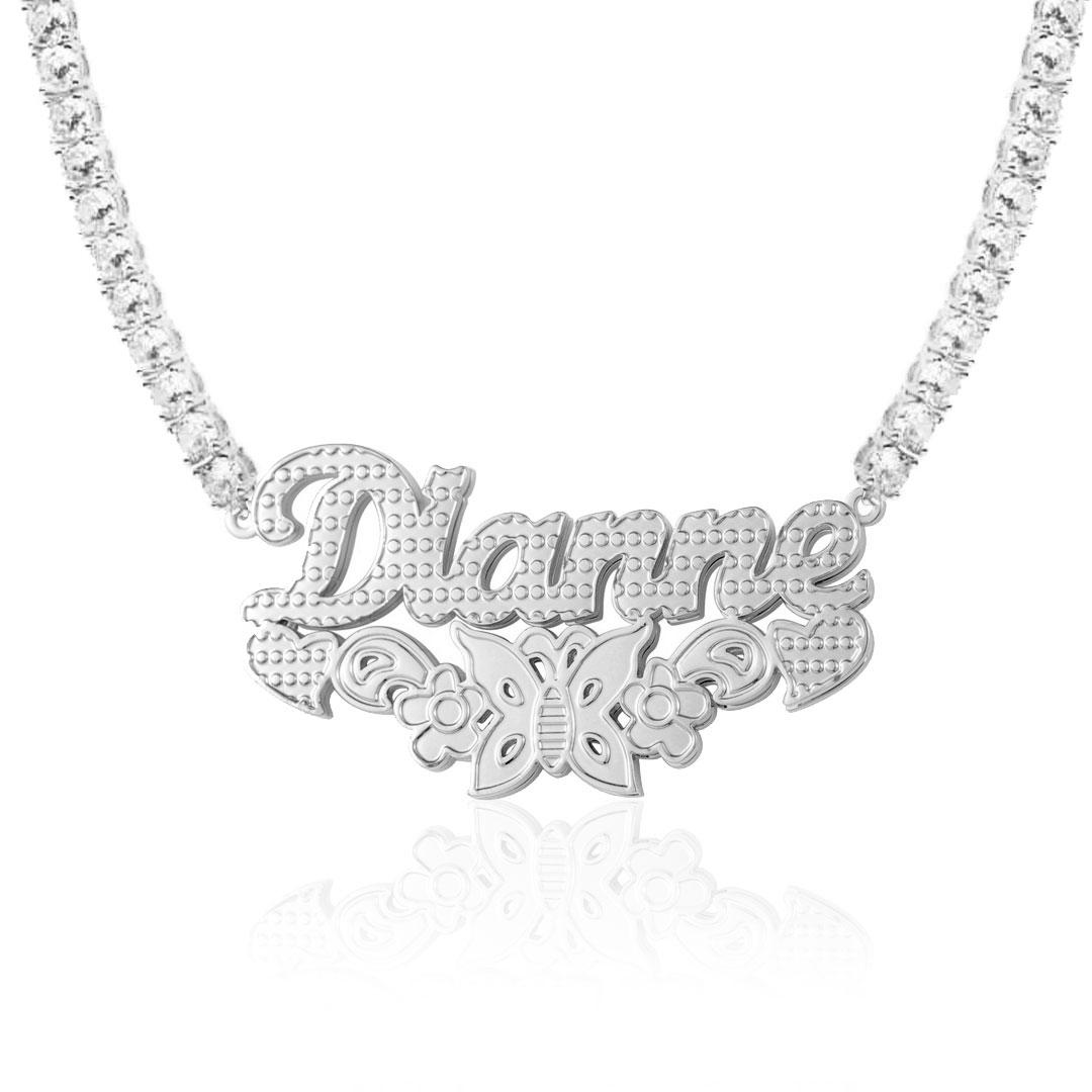 Monarch Butterfly 3D Plated Name Necklace