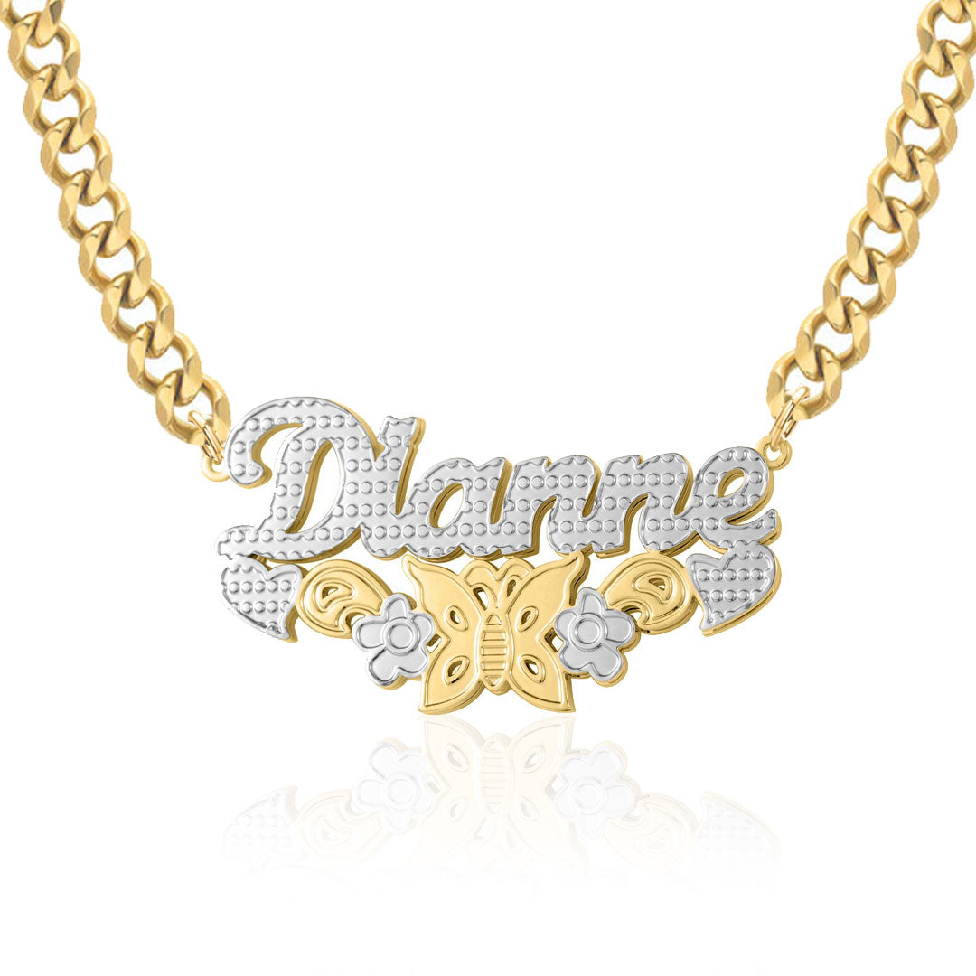 Monarch Butterfly 3D Plated Name Necklace