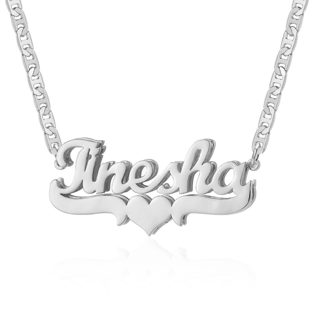 Classic Heart Bar 3D Plated Name Necklace