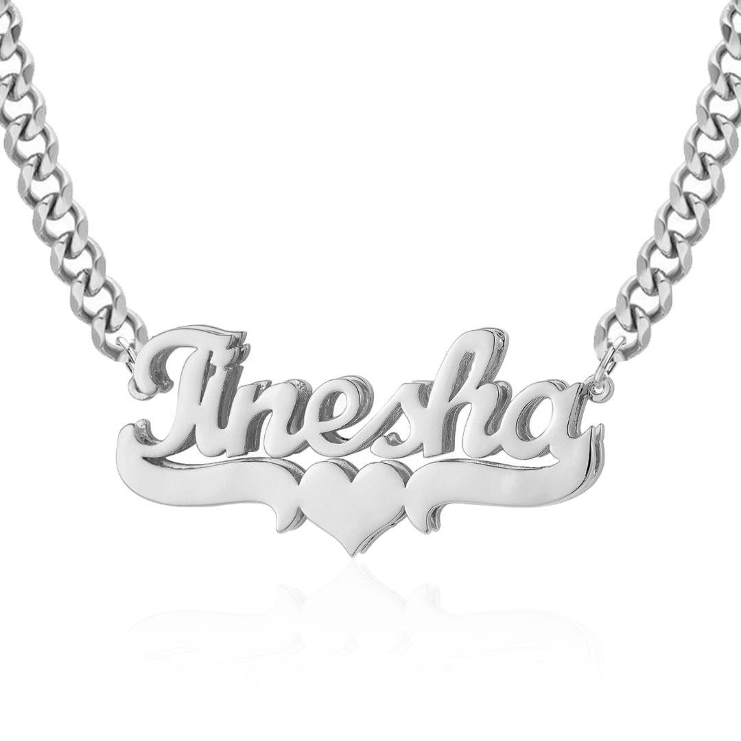 Classic Heart Bar 3D Plated Name Necklace