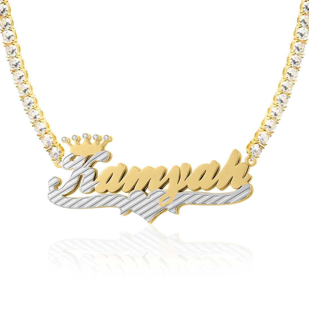 2-Tone Crown 3D Plated Name Necklace – YNYS