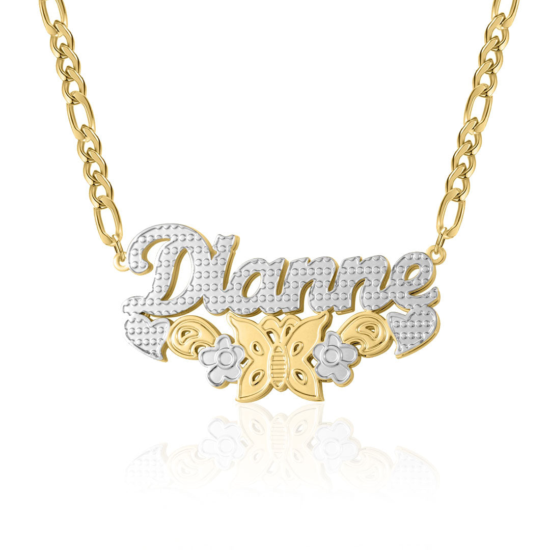 Monarch Butterfly 3D Plated Name Necklace