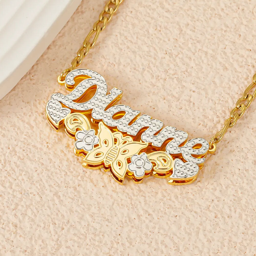 Monarch Butterfly 3D Plated Name Necklace