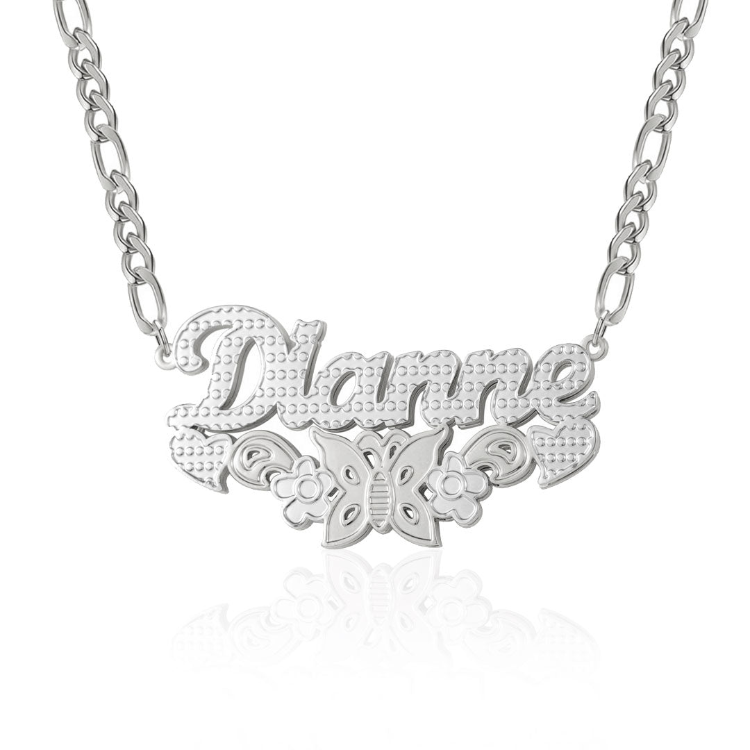 Monarch Butterfly 3D Plated Name Necklace