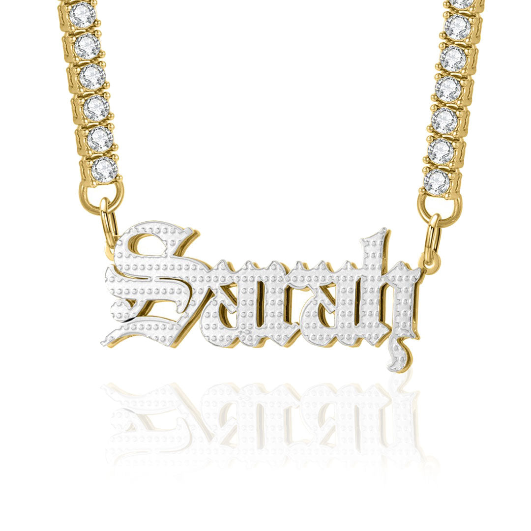 Old English 3D Plated Name Necklace