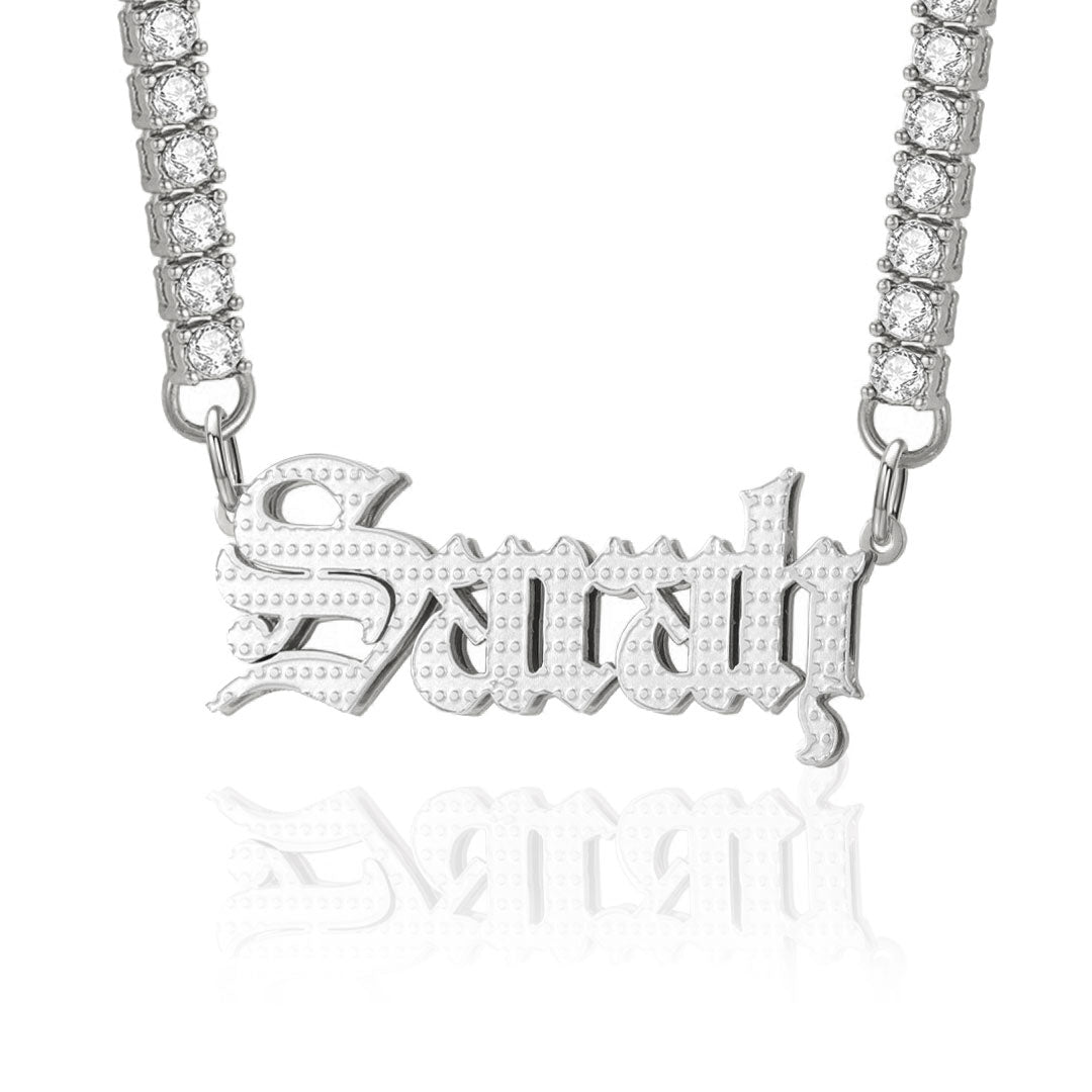 Old English 3D Plated Name Necklace