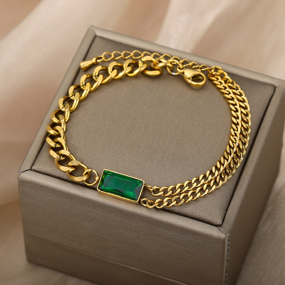 Emerald Cuban Bracelet