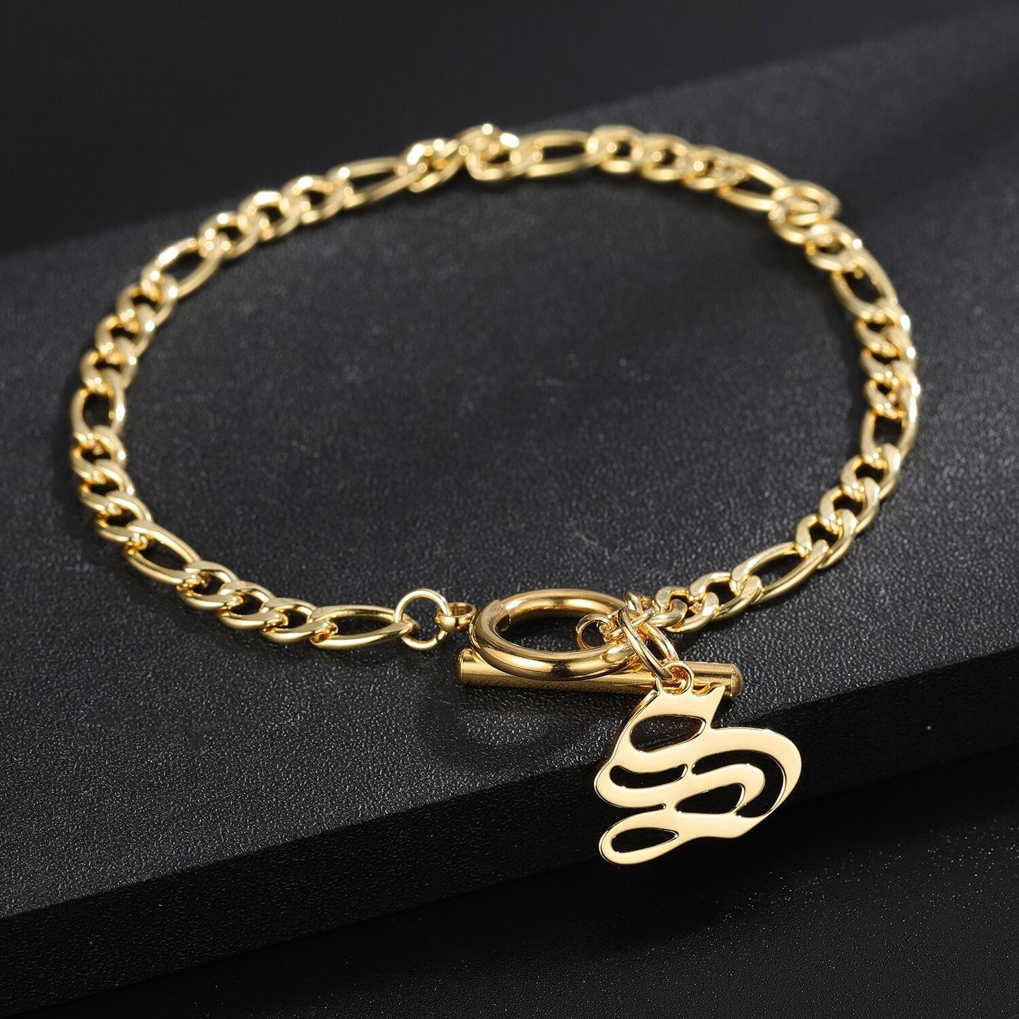 Old English Initial Bracelet