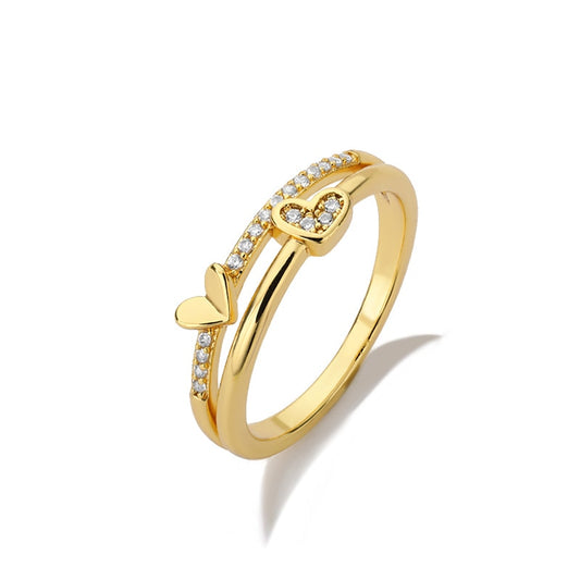 Heart Double-Row Dazzling Ring