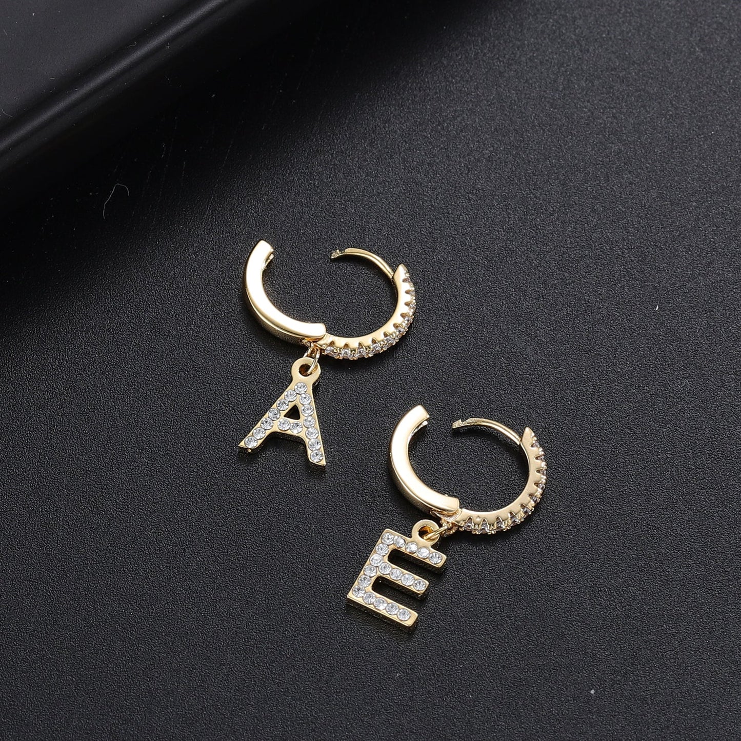 Iced Initial Hoop Earrings