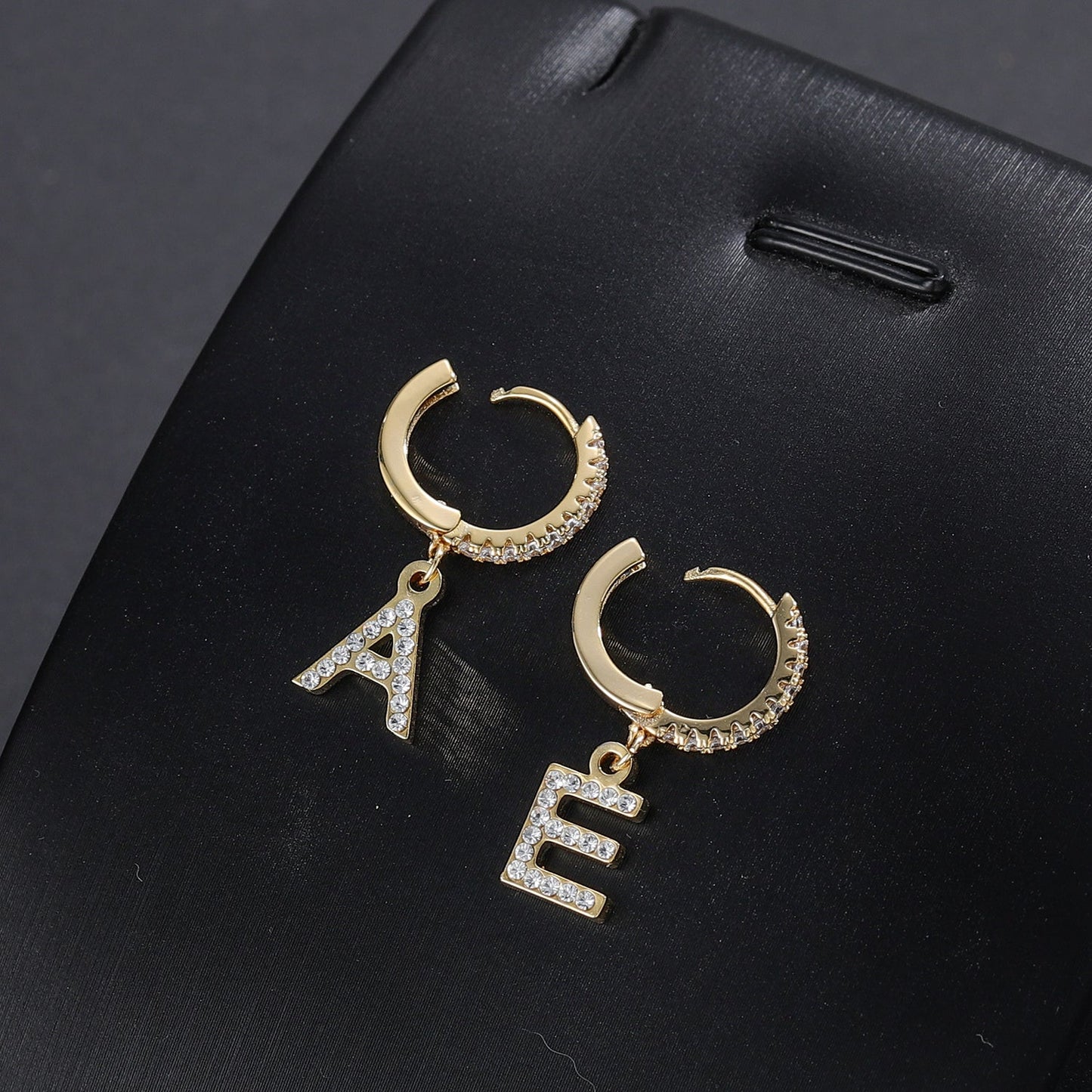 Iced Initial Hoop Earrings