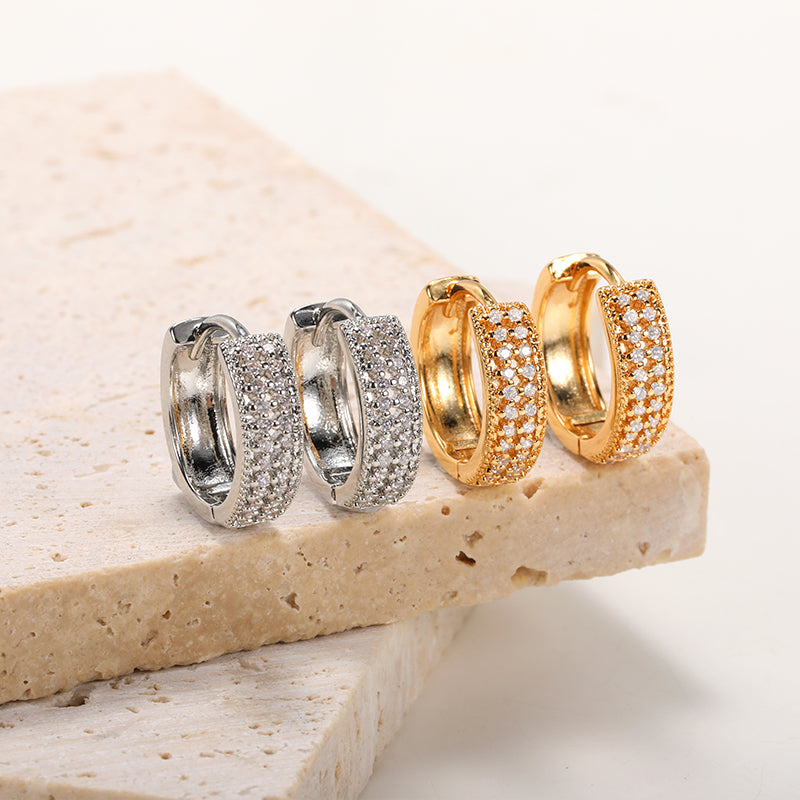 CZ Hoop Earrings [Gold + Silver]