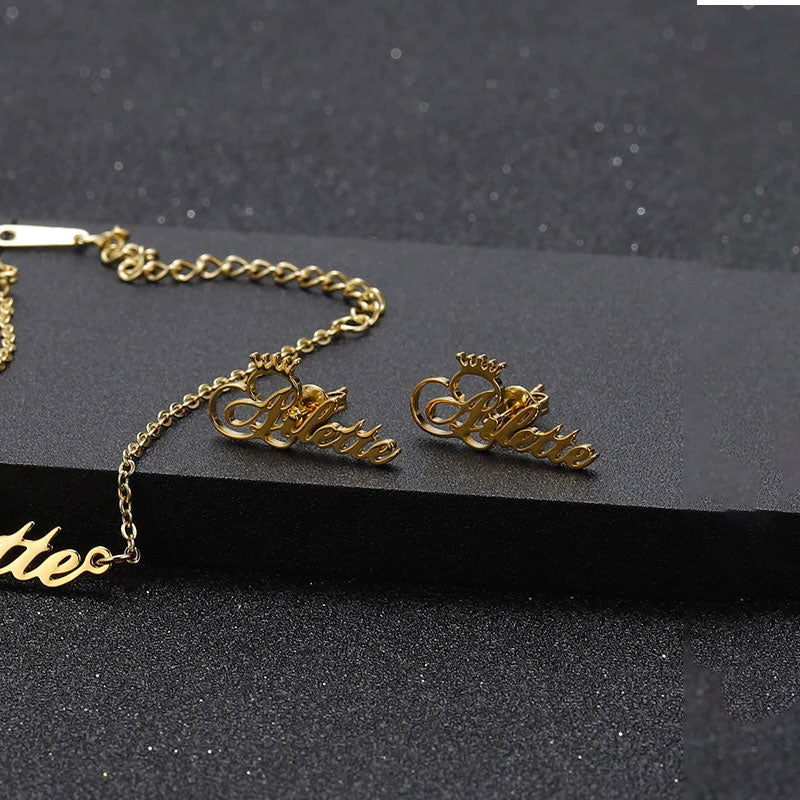 Crown Name Earrings