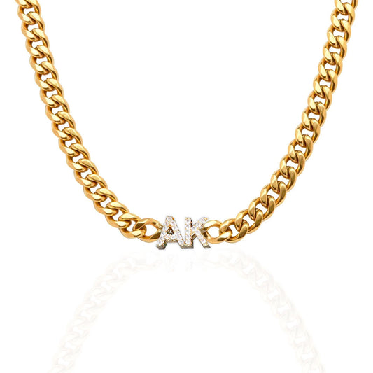 Iced Cuban Initial Necklace